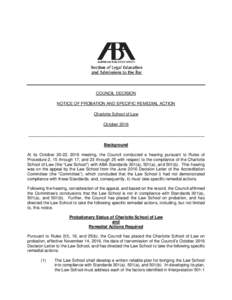 2016 November Public Notice of Charlotte School of Law on Probation