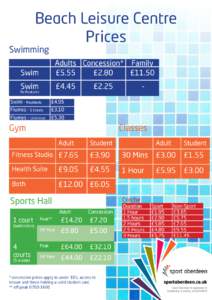 Beach Leisure Centre Prices Swimming Swim