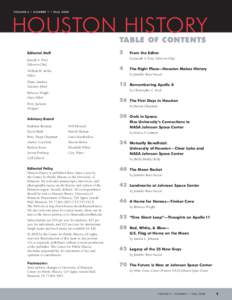 V O L U M E 6 • N U M B E R 1 • FA L L[removed]HOUSTON HISTORY TABLE OF CONTENTS 2
