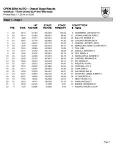 OPEN SEMI-AUTO -- Overall Stage Results MAGNUS - TEAM DAVAO CUP Mini Rifle Match Printed May 11, 2014 at 10:00 Stage 1 -- Stage 1  1