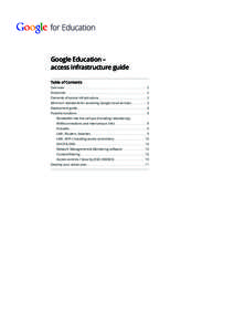 Google Education – access infrastructure guide Table of Contents Overview	 . . . . . . . . . . . . . . . . . . . . . . . . . . . . . . . . . . . . . . . . . . . . . . . . . . . . . . . . . . . . . . . . . . . . . . . .