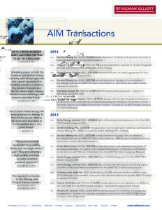 AIM Transactions AIM Transactions[removed]CROSS BORDER AIM LAW FIRM OF THE