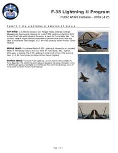 F-35 Lightning II Program Public Affairs Release – [removed]F O U R T H F[removed]A