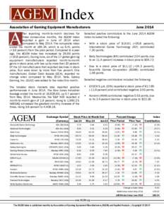 Index Association of Gaming Equipment Manufacturers June[removed]fter reporting month-to-month declines for