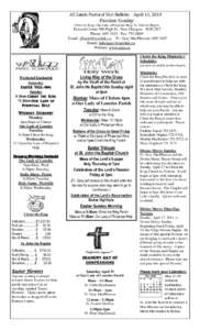 All Saints Pastoral Unit Bulletin – April 13, 2014  Passion Sunday Christ the King, Our Lady of Perpetual Help, St. John the Baptist  Pastoral Centre 390 High St., New Glasgow B2H 2X7