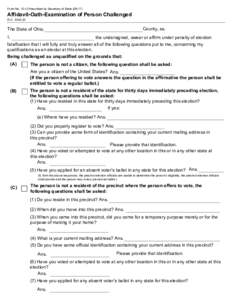 Affidavit-Oath-Examination of Person Challenged 10-U