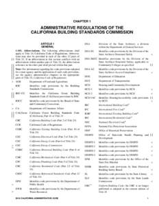 CHAPTER 1  ADMINISTRATIVE REGULATIONS OF THE CALIFORNIA BUILDING STANDARDS COMMISSION DSA
