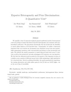 Exporter Heterogeneity and Price Discrimination: A Quantitative View∗ Jae Wook Jung† Ina Simonovska‡