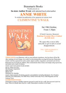 Beaumaris Books Proudly presents an In-store Author Event with talented local artist/author  ANNIE WHITE