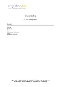 Shared Hosting Service Level Agreement Contents COVERAGE DEFINITIONS