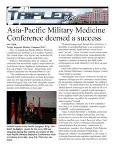 May 18, 2011  Asia-Pacific Military Medicine Conference deemed a success  Jan Clark