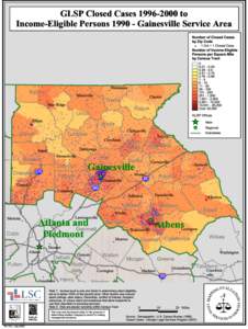 GLSP Closed Cases[removed]to Income-Eligible Persons[removed]Gainesville Service Area Number of Closed Cases by Zip Code 1 Dot = 1 Closed Case
