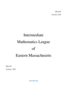 Meet #1 October 2009 Intermediate Mathematics League of