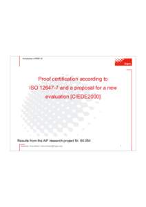 Introduction of PSR V2  Proof certification according to ISO[removed]and a proposal for a new evaluation [CIEDE2000]