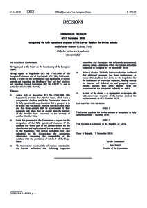 Commission Decision of 15 November 2010 recognising the fully operational character of the Latvian database for bovine animals (notified under document C)
