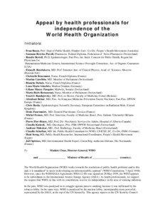 Appeal by health professionals for independence of the