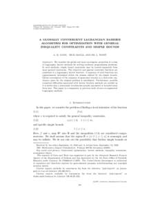 MATHEMATICS OF COMPUTATION Volume 66, Number 217, January 1997, Pages 261–288 SA GLOBALLY CONVERGENT LAGRANGIAN BARRIER ALGORITHM FOR OPTIMIZATION WITH GENERAL