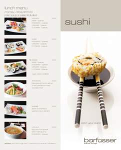 lunch menu monday – friday till 15:00 miso soup or salad included SAMURAI	23.00