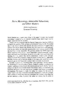 NOUS 27:  Naive Mereology,AdmissibleValuations, and OtherMatters PETERVANINWAGEN