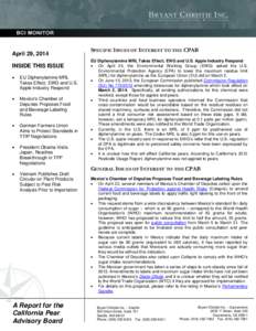 April 29, 2014 INSIDE THIS ISSUE  EU Diphenylamine MRL Takes Effect; EWG and U.S.