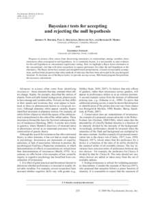 Psychonomic Bulletin & Review 2009, 16 (2), doi:PBRBayesian t tests for accepting and rejecting the null hypothesis