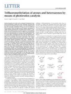 LETTER  doi:[removed]nature10647 Trifluoromethylation of arenes and heteroarenes by means of photoredox catalysis