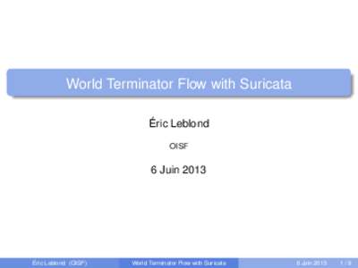 World Terminator Flow with Suricata Éric Leblond OISF 6 Juin 2013
