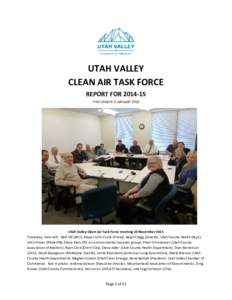 UTAH VALLEY CLEAN AIR TASK FORCE REPORT FORTHIS UPDATE 2 JANUARYUtah Valley Clean Air Task Force meeting 23 November 2015