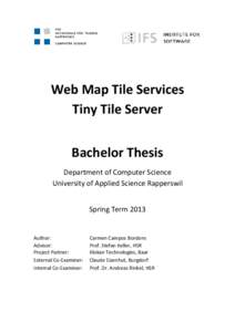 Web Map Tile Services Tiny Tile Server Bachelor Thesis Department of Computer Science University of Applied Science Rapperswil Spring Term 2013