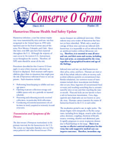 Conserve O Gram Number 2/8 March[removed]Hantavirus Disease Health And Safety Update