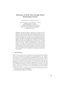 Mediation of XML Data through Entity Relationship Models Irini Fundulaki1! and Maarten Marx2!! 1  Bell Laboratories, Lucent Technologies, USA and