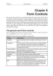 Chapter 9	  Form Controls Page 197