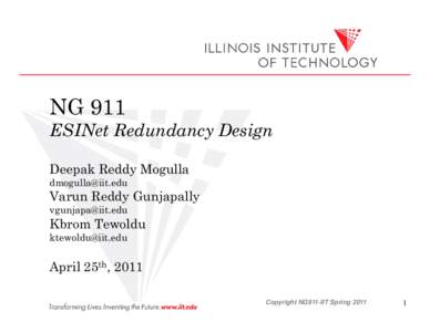 NG 911 ESINet Redundancy Design Deepak Reddy Mogulla   Varun Reddy Gunjapally