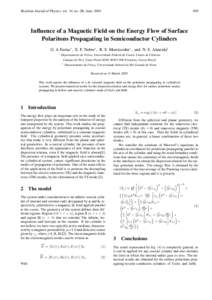 Brazilian Journal of Physics, vol. 34, no. 2B, June, Influence of a Magnetic Field on the Energy Flow of Surface Polaritons Propagating in Semiconductor Cylinders