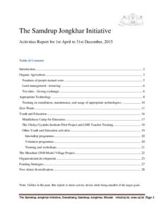 The Samdrup Jongkhar Initiative Activities Report for 1st April to 31st December, 2015 Table of Contents Introduction ......................................................................................................