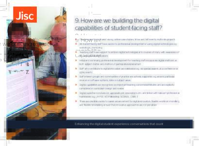 9. How are we building the digital capabilities of student-facing staff? » »  Effective practice is shared via e.g. online case studies, ‘show and tell’ events, multi-role projects
