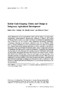 Kofyar cash-cropping: Choice and change in indigenous agricultural development
