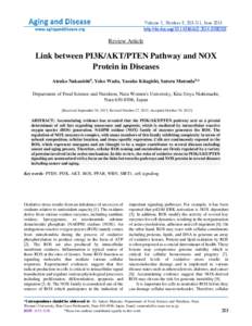 Volume 5, Number 3; [removed], June 2014 http://dx.doi.org[removed]AD[removed]Review Article  Link between PI3K/AKT/PTEN Pathway and NOX