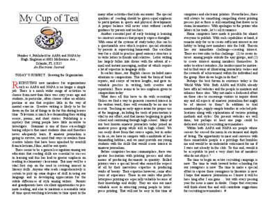 My Cup of Tea  Number 4, Published for AAPA and NAPA by Hugh Singleton at 6003 Melbourne Ave., Orlando, FLAn Electronic Journal