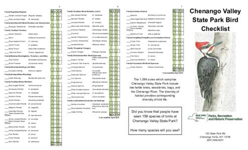 Chenango Valley State Park Bird Checklist