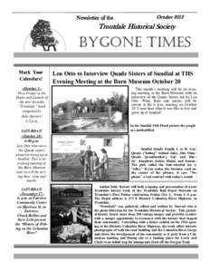 Newsletter of the  October 2012 Troutdale Historical Society