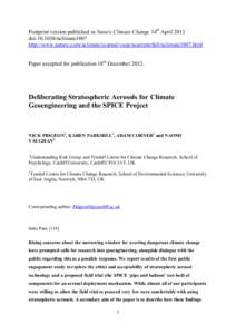 Postprint version published in Nature Climate Change 14th April 2013 doi:nclimate1807 http://www.nature.com/nclimate/journal/vaop/ncurrent/full/nclimate1807.html Paper accepted for publication 18th December 2012.