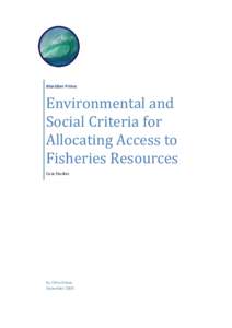 Environmental and Social Criteria for Allocating Access to Fisheries Resources