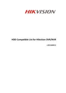 HDD Compatible List for Hikvision DVR/NVR v20160812 Category  Product Series