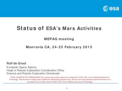 Astrobiology / ExoMars / Exploration of Mars / Mars / Rover / Lander / Beagle 2 / Schiaparelli EDM lander / Mars rover