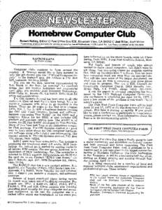 Homebrew Computer Club Newsletter, Sep[removed]