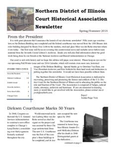 Northern District of Illinois Court Historical Association Newsletter Spring/Summer 2015