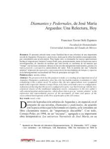 Diamantes y Pedernales, de José María Arguedas: Una Relectura, Hoy Francisco Xavier Solé Zapatero
