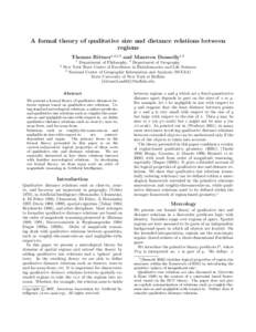 A formal theory of qualitative size and distance relations between regions Thomas Bittner1,2,3,4 and Maureen Donnelly1,3 3  1