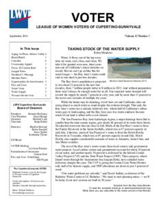 VOTER LEAGUE OF WOMEN VOTERS OF CUPERTINO-SUNNYVALE Volume 42 Number 2 September 2014
